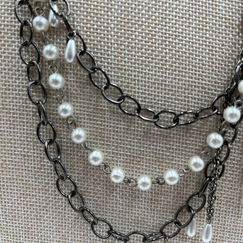 Vintage RACHEL Rose Pearl Multi-Strand Necklace Shabby Chic Romantic Boho Pink - Picture 5 of 9